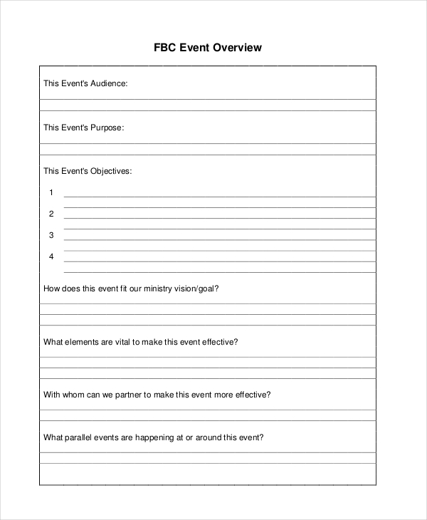 church event evaluation form