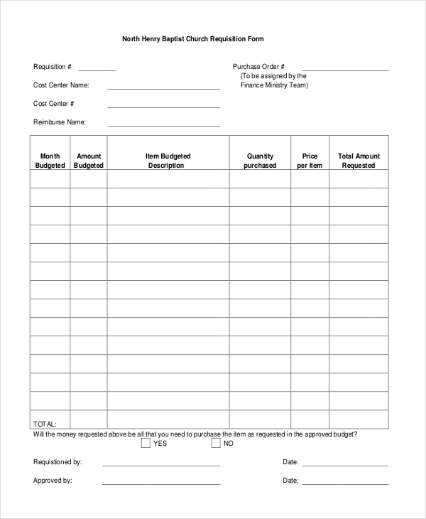 church purchase requisition form