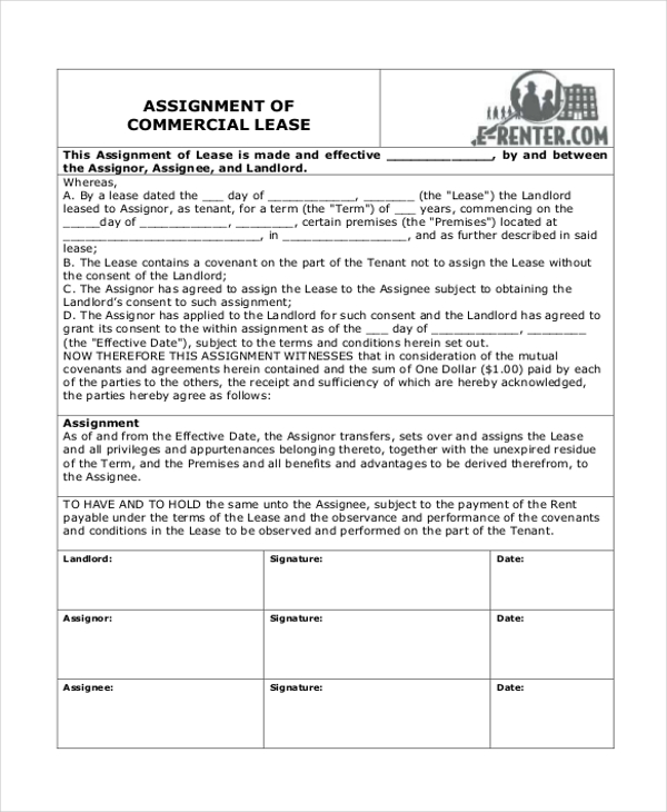 assignment clause commercial lease