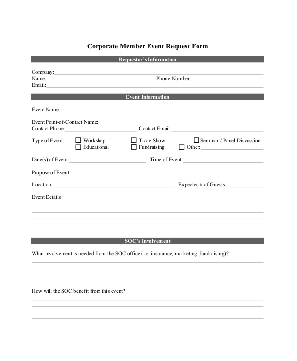 FREE 16 Sample Event Request Forms In PDF Excel Word