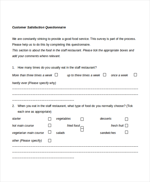 customer satisfaction survey form for restaurant