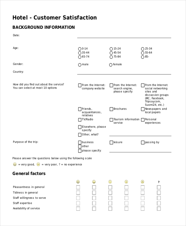 customer satisfaction survey form hotel