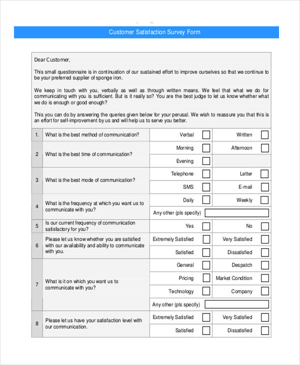 customer service research questions