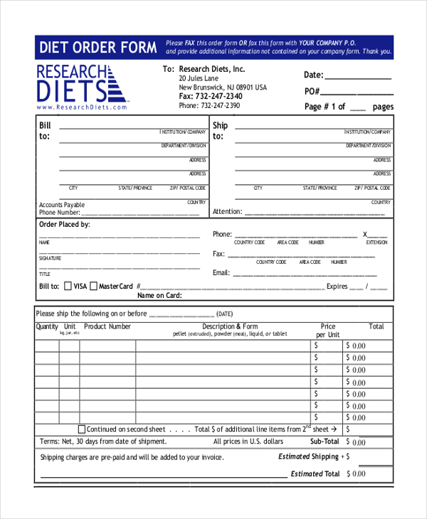 electronic purchase order form