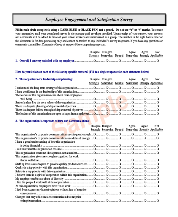 employee engagement and satisfaction survey