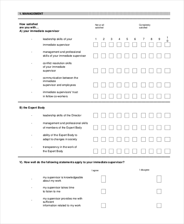 employee satisfaction survey form