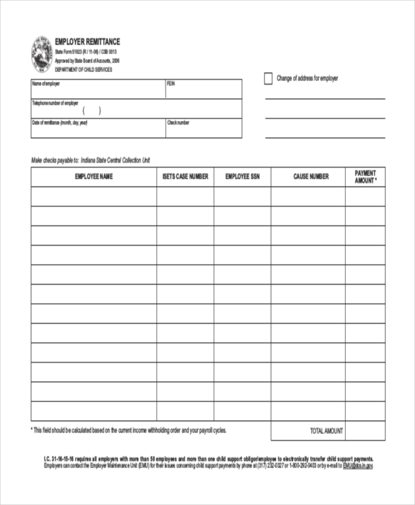 Remittance Template Excel