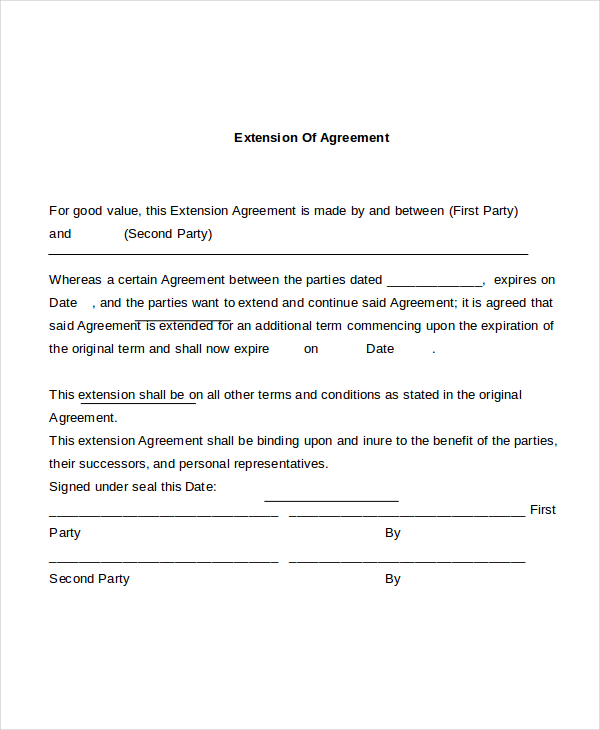 Contract Extension Letter Format