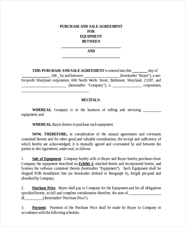 equipment purchase order form