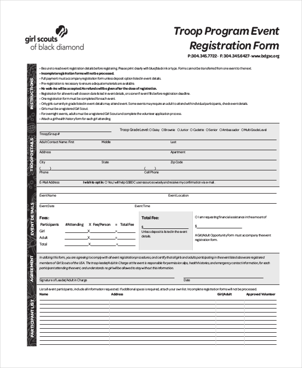 FREE 14 Sample Event Registration Forms In PDF Word Excel