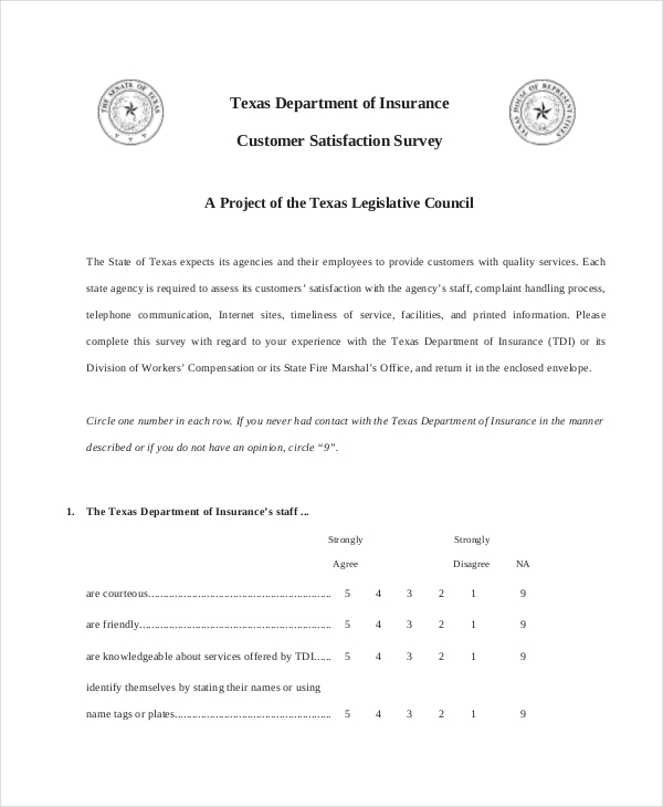 Insurance Satisfaction Note FREE 15+ Customer Satisfaction Survey Form Samples, PDF, MS Word ...