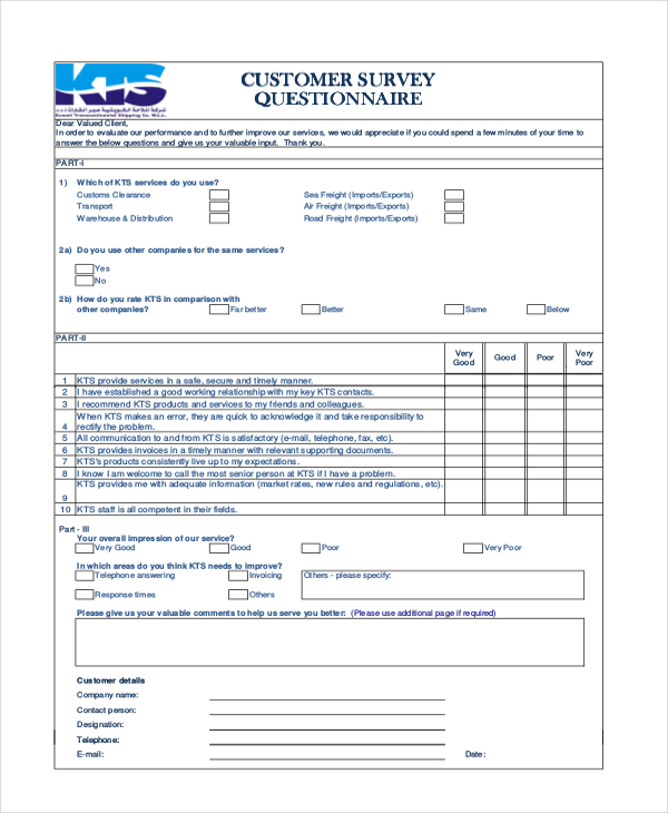 logistics customer satisfaction survey form