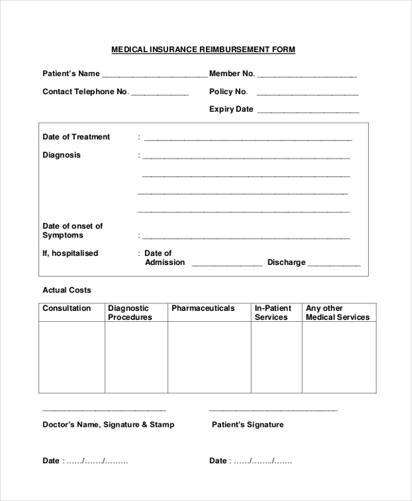 medical insurance reimbursement form