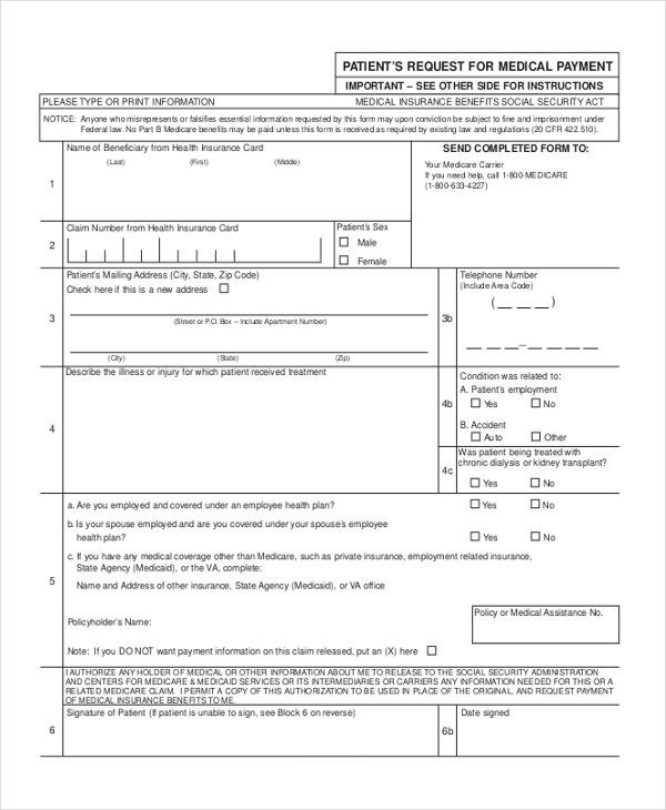 FREE 6+ Sample Medicare Reimbursement Forms in PDF