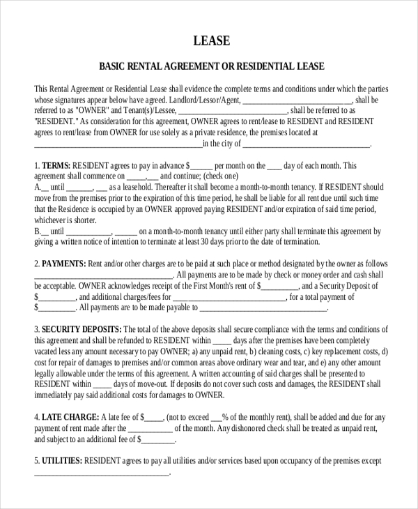 free 7 sample month to month lease forms in pdf ms word