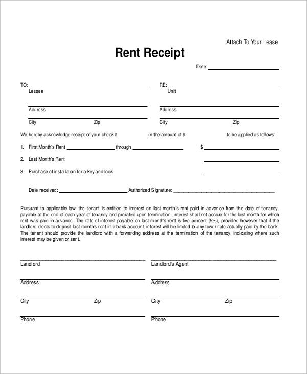 FREE 12 Sample Rent Receipt Forms In PDF Excel Word