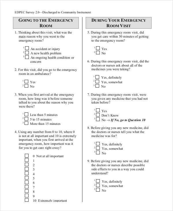 FREE 10 Sample Patient Satisfaction Questionnaire Forms