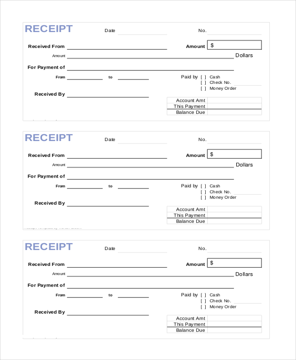 payment receipt forms
