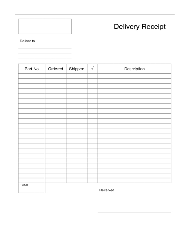 printable delivery receipt form