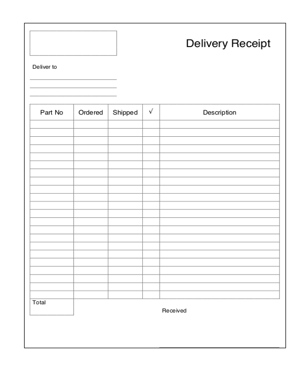 printable template receipt