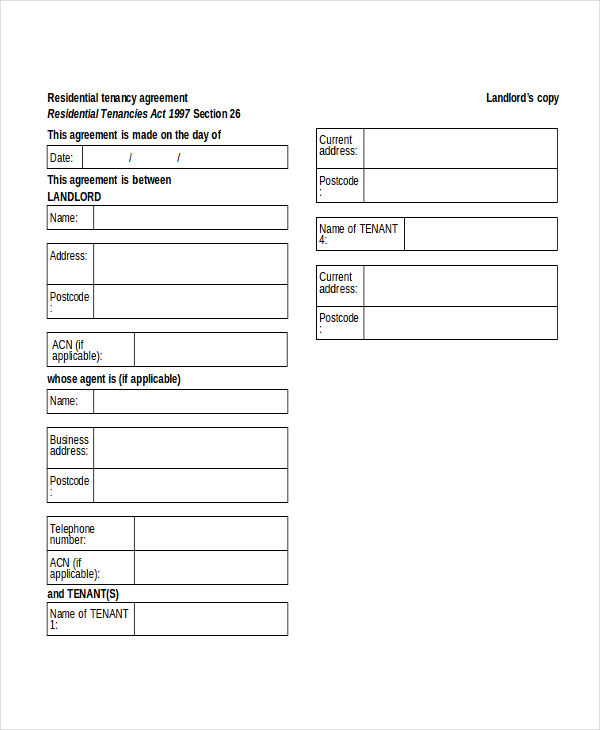residential lease contract form