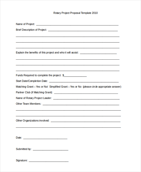 rotary project proposal form