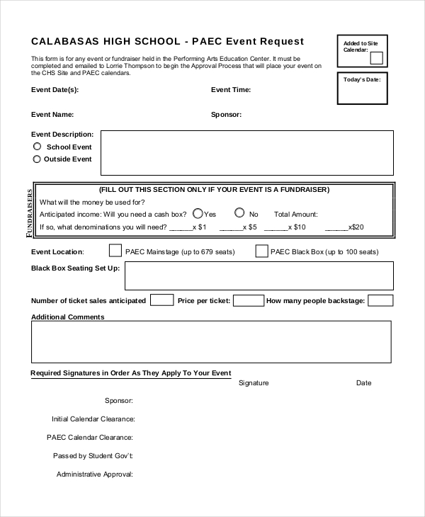 school event request form