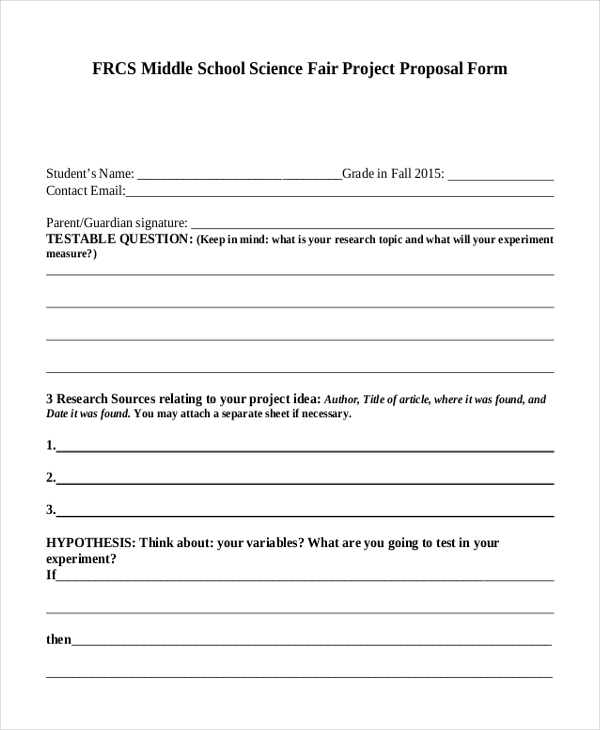 school science fair project proposal form