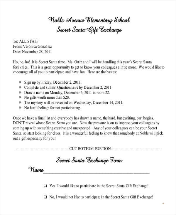 secret santa gift exchange questionnaire