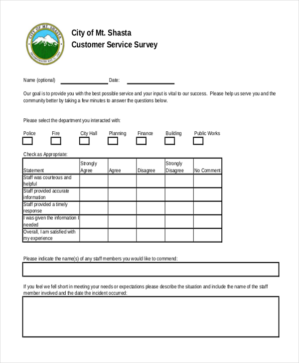 FREE 12 Sample Customer Service Survey Forms In PDF