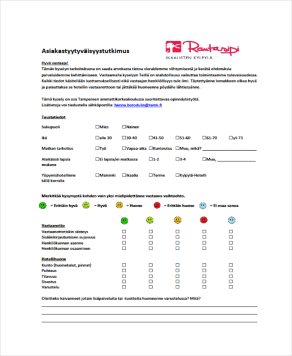 spa customer satisfaction form