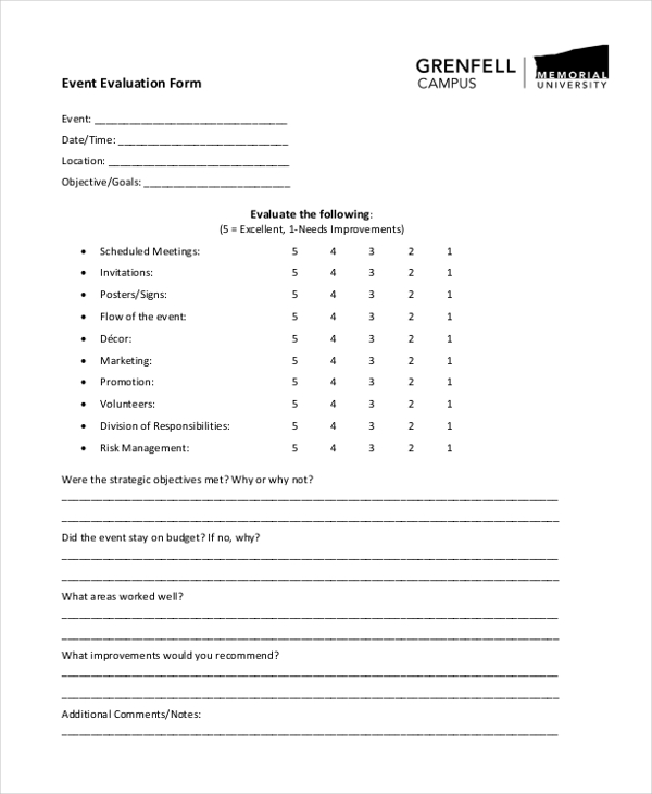special event evaluation form