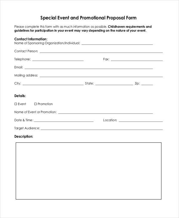 special event proposal form