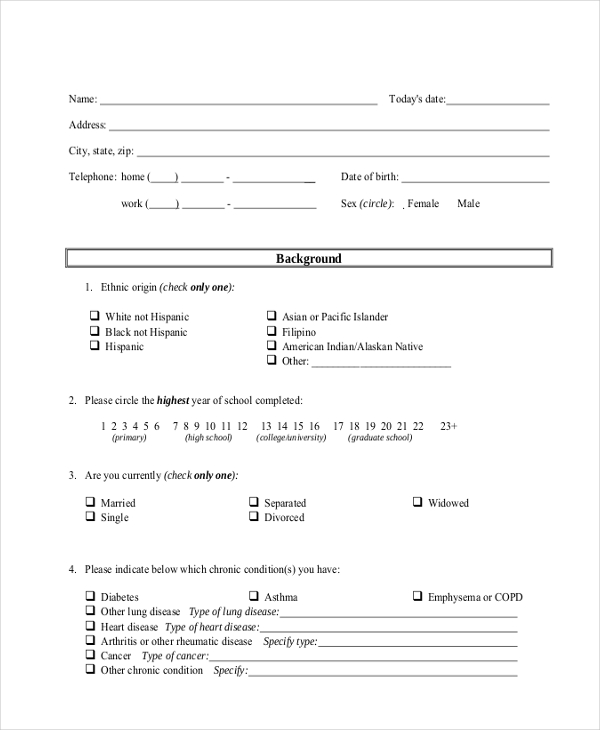 questionnaire format for survey