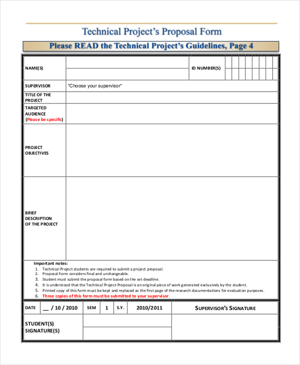 technical project proposal form