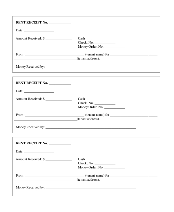 free 12 sample rent receipt forms in pdf excel word