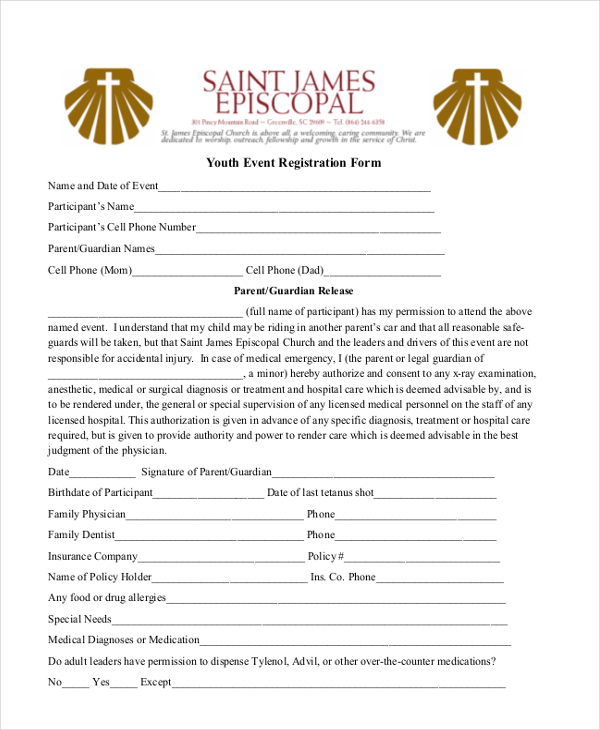 youth event registration form