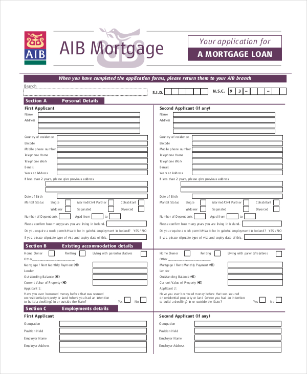 FREE 10+ Sample Mortgage Application Forms in MS Word PDF