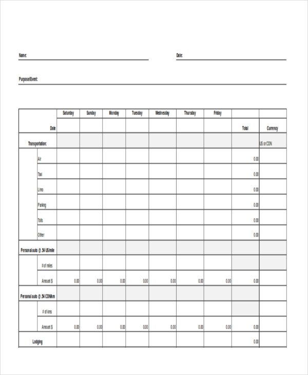 FREE 13+ Sample Expense Report Forms in PDF | Excel | Word