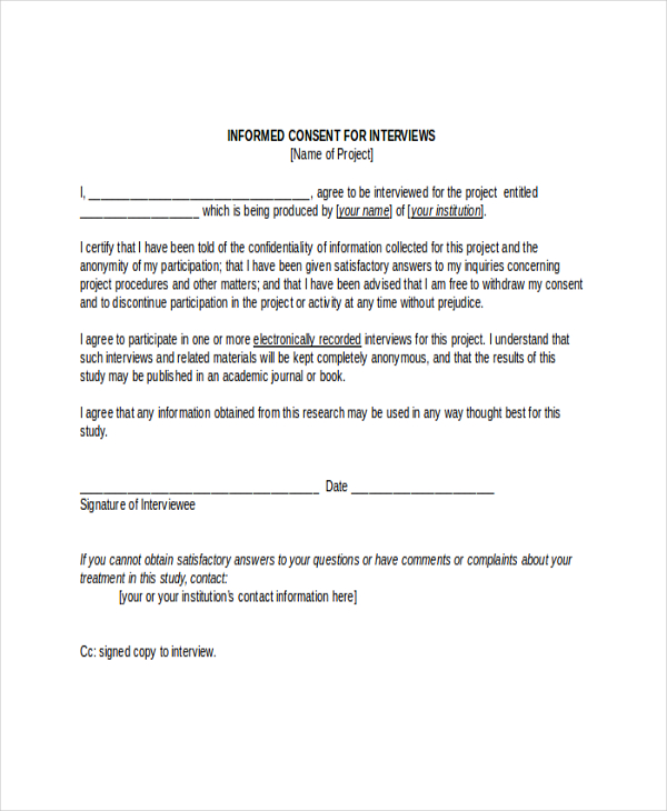 agreement to participate in interview form