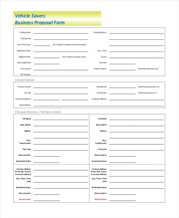 FREE 12+ Sample Business Proposal Forms in MS Word | PDF | Pages | Excel