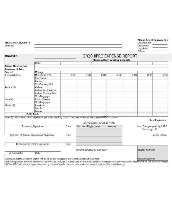 basic business expense report form