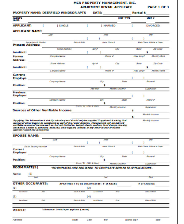 basic rental lease form