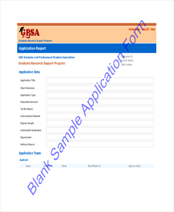 blank application form