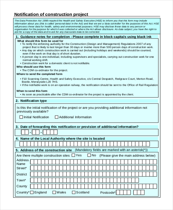 FREE 21+ Sample Construction Forms in PDF | MS Excel | MS Word