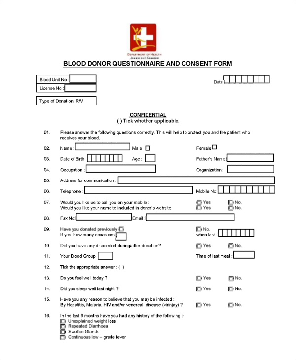 FREE 9+ Sample Questionnaire Consent Forms in PDF | MS Word