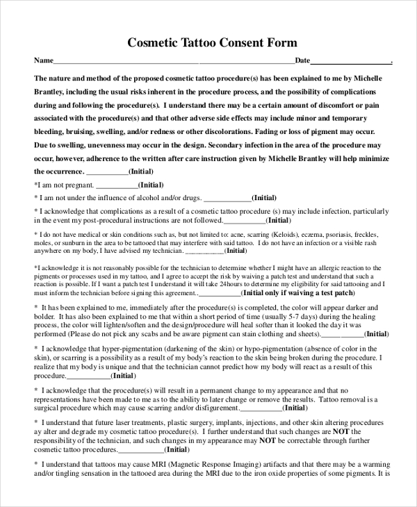 permanent makeup consent form | Decorativestyle.org