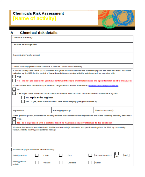 chemical risk assessment form