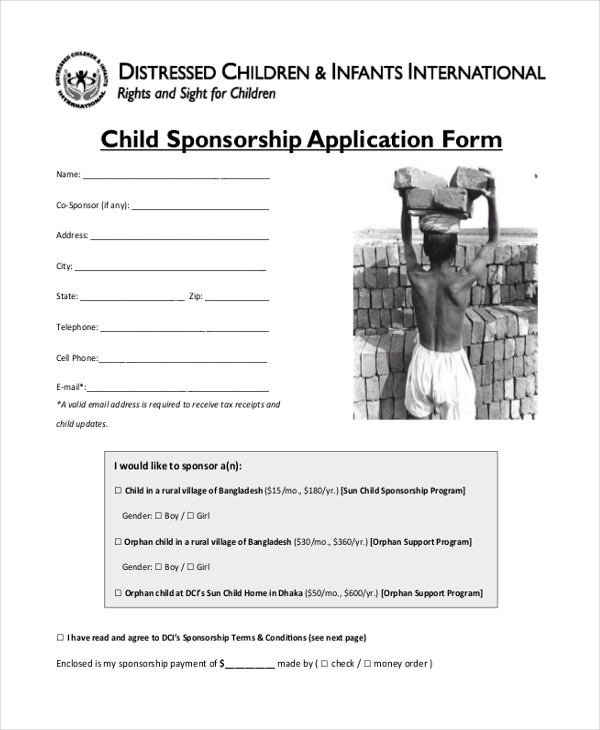 child sponsorship application form