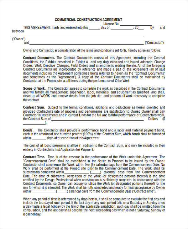 FREE 10+ Sample Construction Agreement Forms in PDF | MS Word